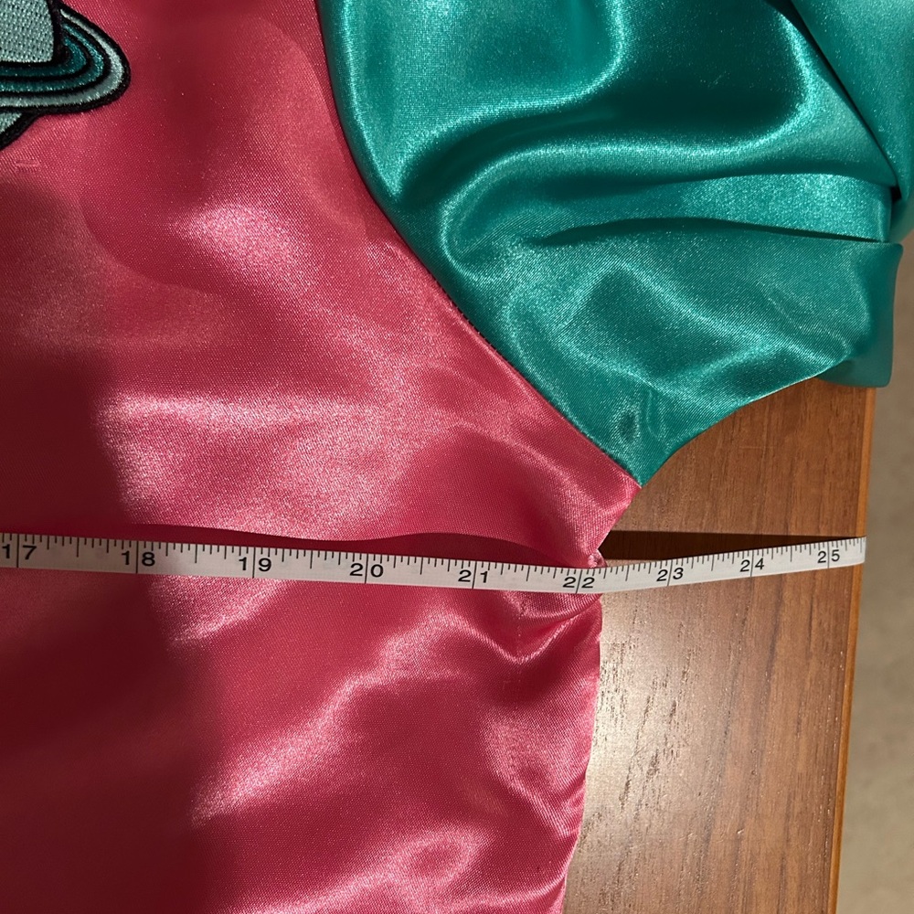 Big Bud Press Pink and Green Varsity Jacket with Emblem - Picture 3 of 9